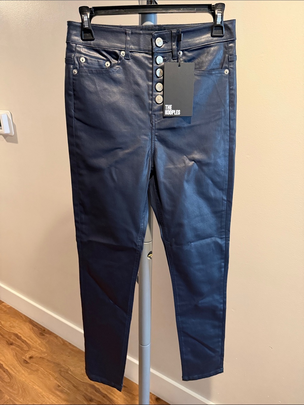 The Kooples- Navy Blue Coated Skinny Jeans